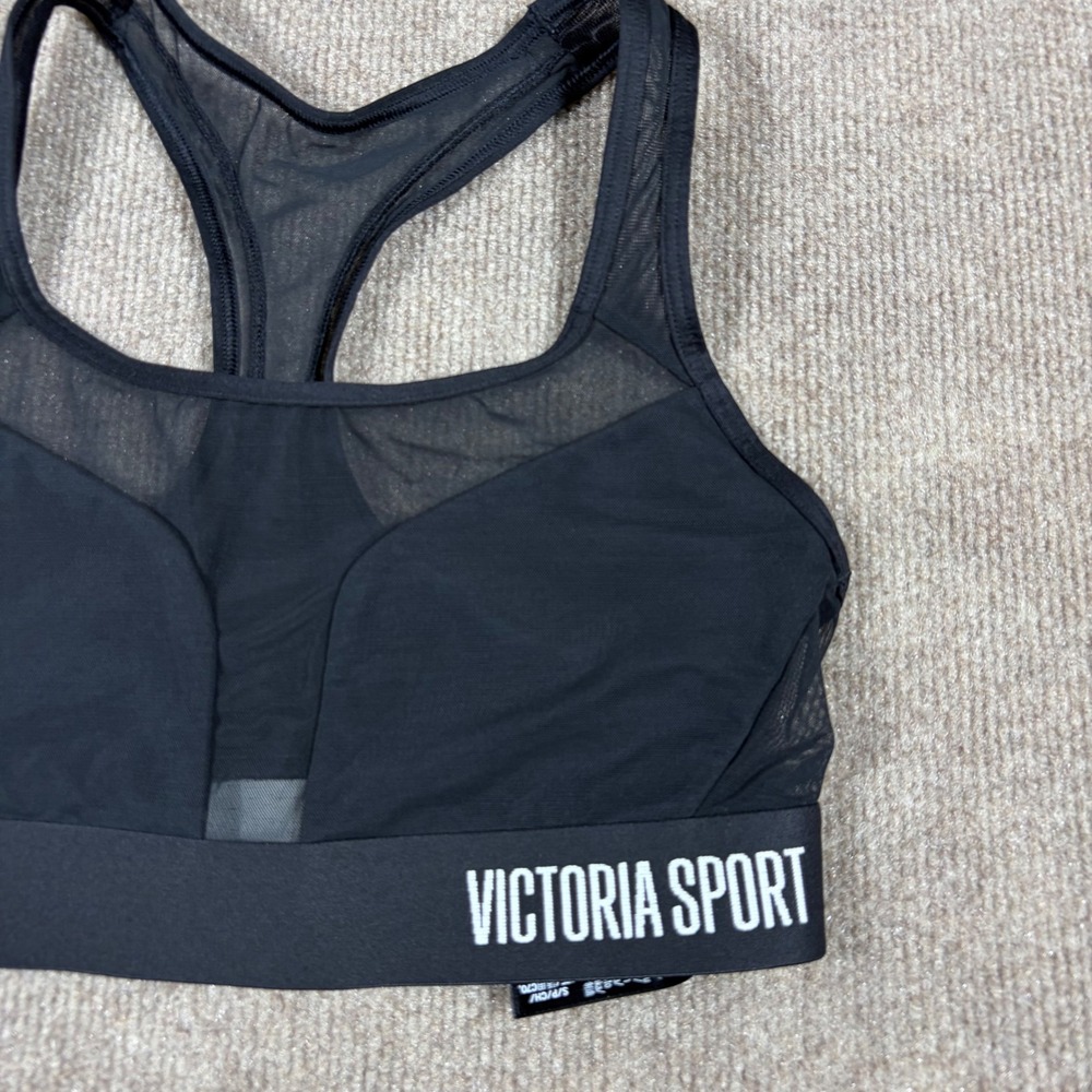 Victoria Sport The Player Racerback Mesh Sports Bra Black Small